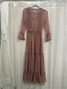 Misa Los Angeles Dusty Rose Floral Maxi Dress